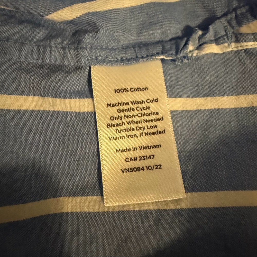 Talbots Blue Fancy Stripe Tie Sleeve Top - Picture 9 of 9